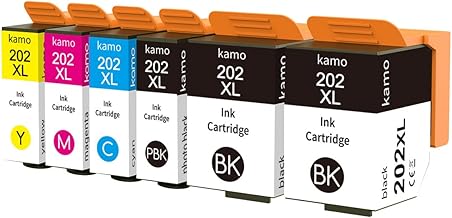 kamo 202XL Cartouches Multipack Compatible avec Epson 202 XL Cartouche d’Encre, pour Epson Expression Premium XP-6000 XP-6005 XP-6100 XP-6105 (2X Noir, 1x Photo Noir/Cyan/Magenta/Jaune)
