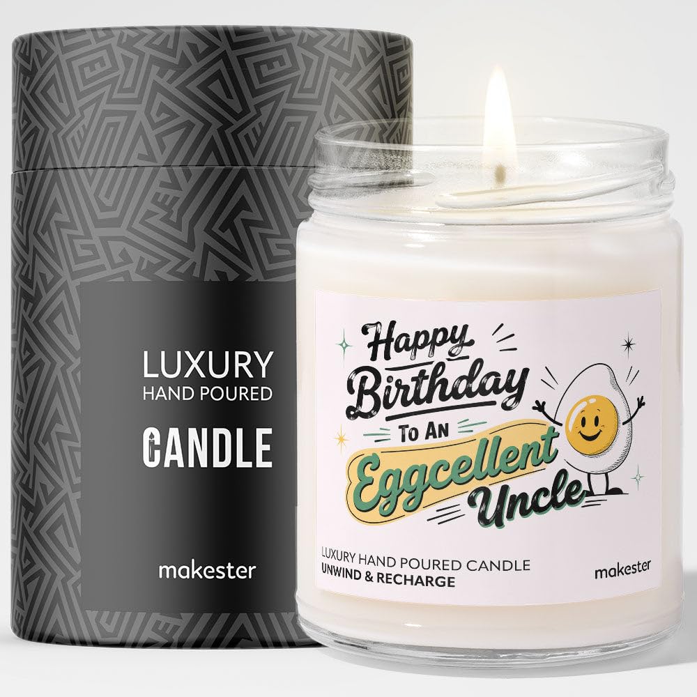 Birthday Gift for Uncle - Luxury Soy Wax Candle - Vanilla, Jasmine, Sugared Almond - Makester โ image 1