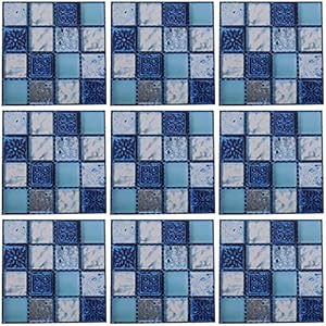 20 STKS Mozaïek Tegel Stickers Zelfklevende Behang PVC Waterdichte Vochtbestendige Muurstickers voor Badkamer Keuken Muurdeur Meubels 10×10 cm Blauw