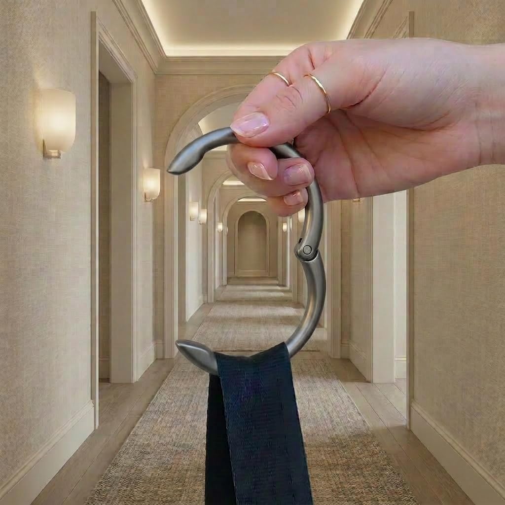 Clipa 2 - Crochet pour Sac / Sac à main - ouvert, c'est un crochet solide, fermé, il devient un anneau, jusqu'à 10 ans de durée de vie - peut également servir de bracelet, Matte Hematite (noir) - 1275