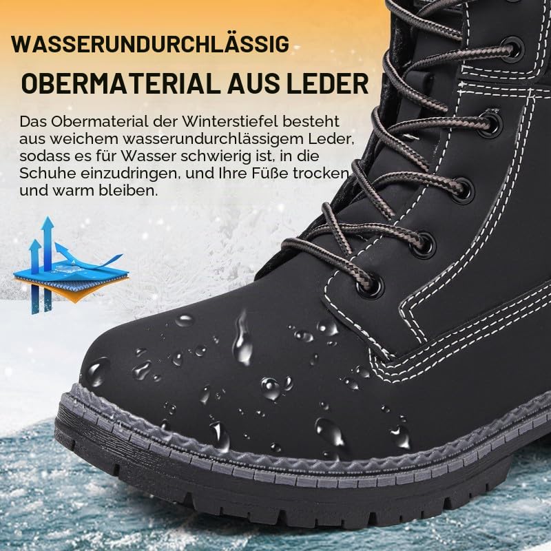 ziitop Winterstiefel Damen Gefüttert Winterschuhe Wasserdicht Schneestiefel Warme Winter Boots Kurzschaft Stiefeletten Bequem Alltag Freizeit Boots
