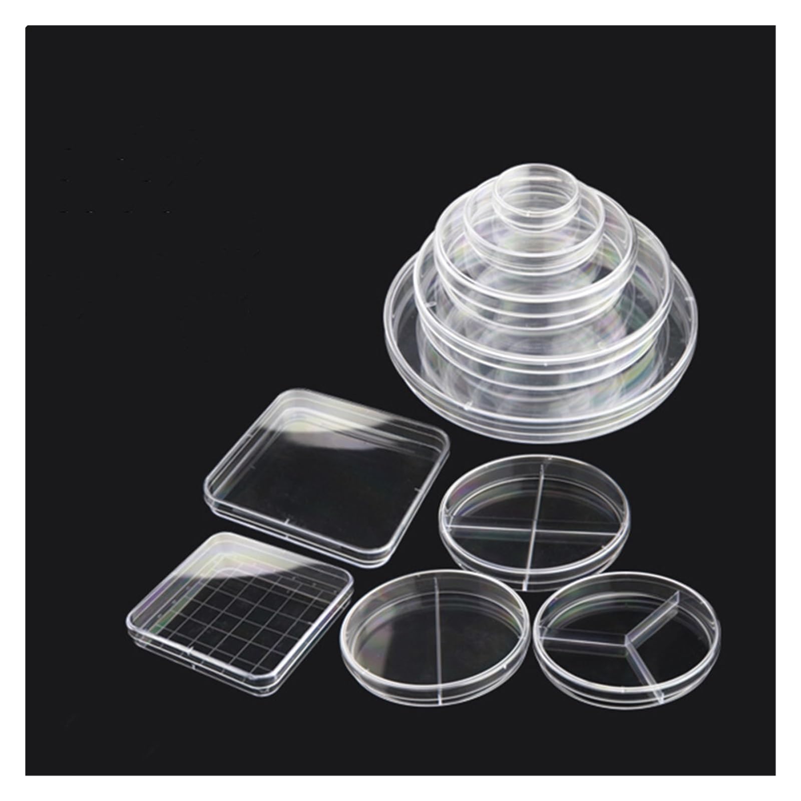 10 Unids/lote De Platos De Petri Estériles De Plástico, Plato De Cultivo De Bacterias For Suministros Escolares Científicos Biológicos De Laboratorio(100x100mm Square)
