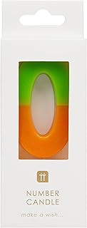 Talking Tables Orange and Green Number 0 Candle for Cakes | Colourful Birthday Cake Topper Decorations for Kids Party, Boys, Girls, Anniversary, Milestone