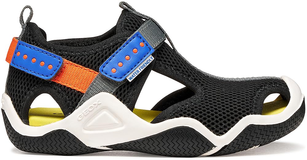 Geox Jr Wader A Sandal, Black/Orange, 10 UK Child