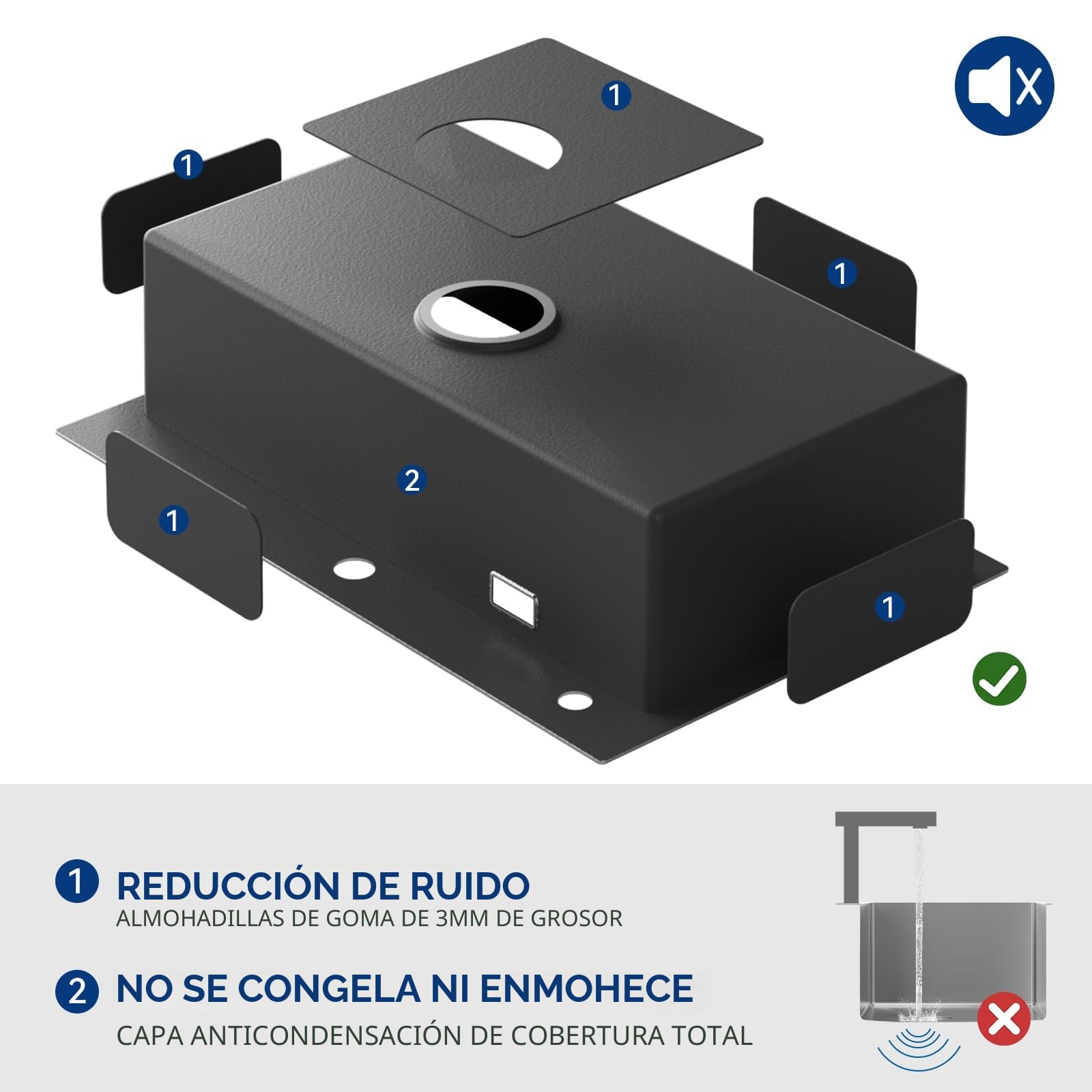 CECIPA 70×45cm Fregadero Sobre Encimera Con Cesta de Drenaje, Grande Cocina 1 Seno Para Armarios de 70cm o Más, Multifuncional de Acero Inox Con Sifón, Rebosadero y Residuos