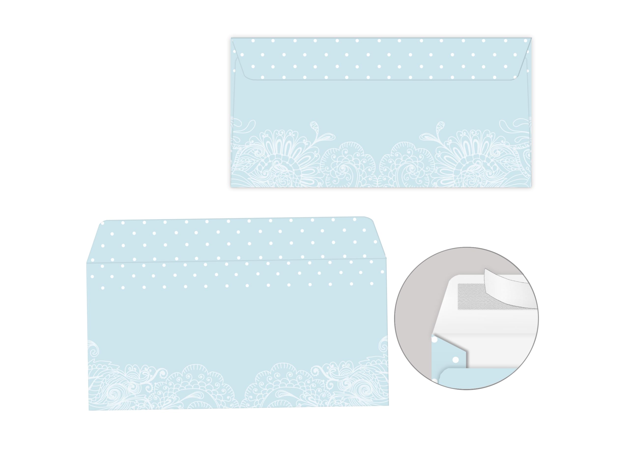 Briefpapier-Set 250 Druckerpapier DIN A4 + 250 Umschläge DIN-lang haftklebend Motiv Blumen beidseitig beschriftbar und bedruckbar für Frühlingspost Ostern Taufe Kommunion Konfirmation Basteln