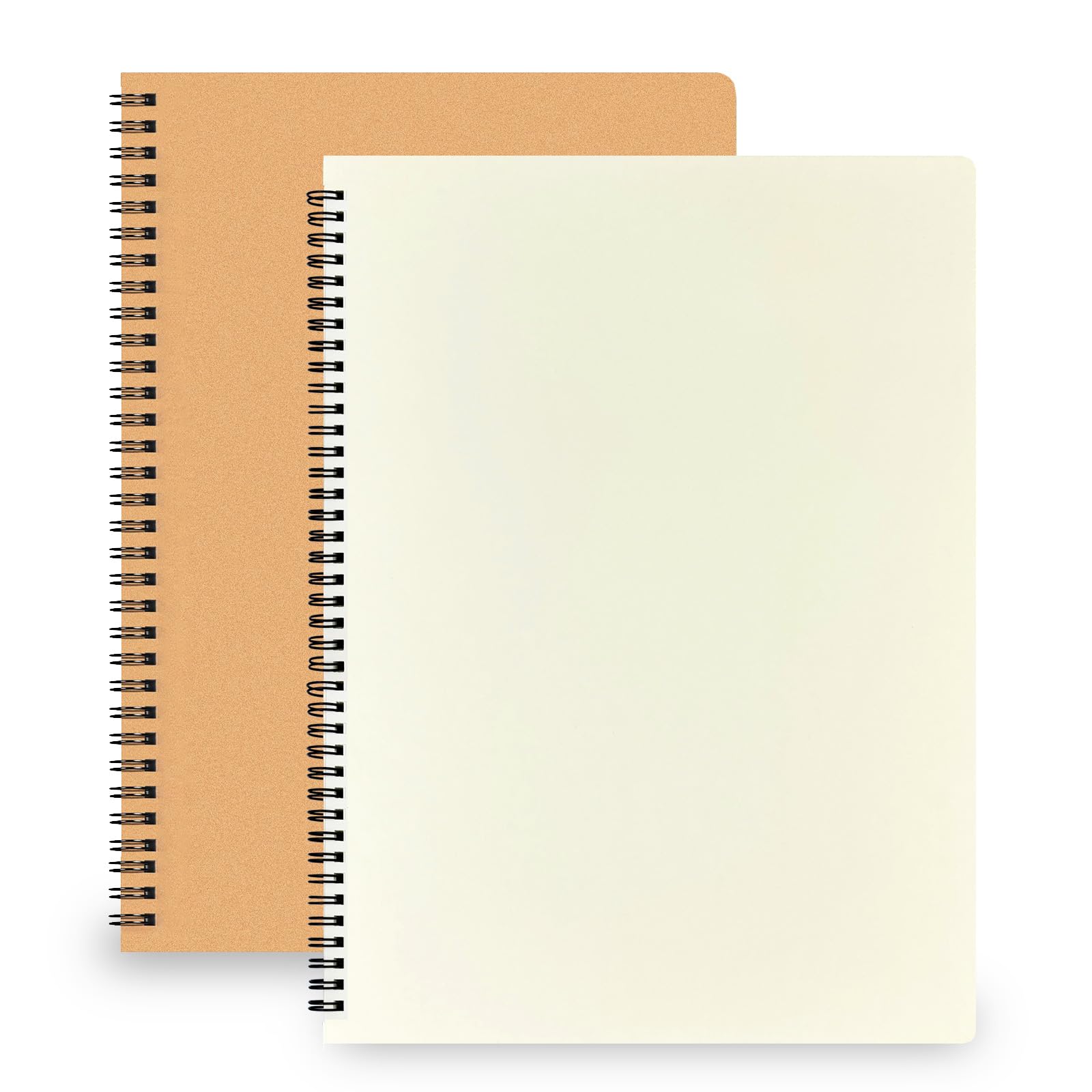 TAOBWN 2 Pack A4 Blank Notebook 120 Pages/60 Sheets Wirebound Spiral Notebook Kraft Cover Note Book for Students Travelers Business Office School Study