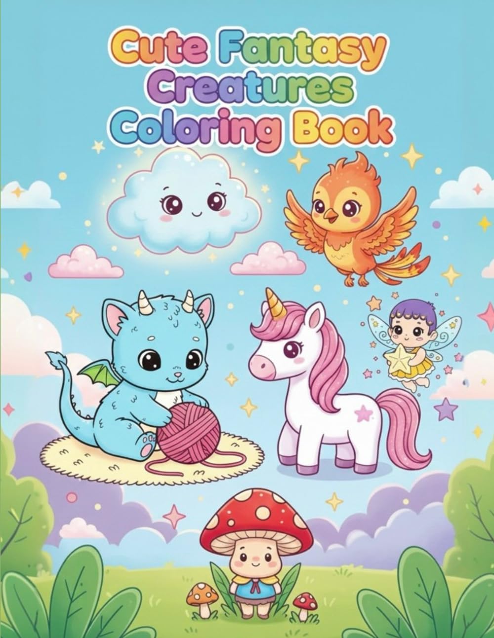 Cute Fantasy Creatures Coloring Book for Kids: Adorable Dragons, Unicorns, Magical Animals & More for Kids Ages 3–8 (Cute Animals Coloring Books for Kids)