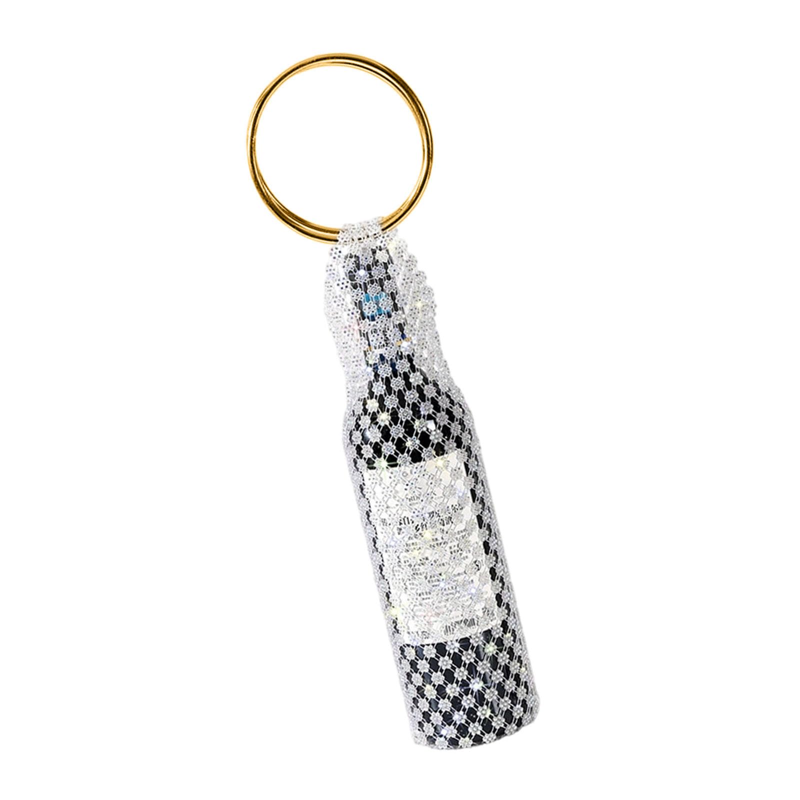 HENYGEN Sparkling Rhinestone Champagne Carrier with Removable Handle Ideal for Gifts and Festive Occasions Net Weave Liquor Bag