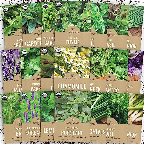 Organic Herb Garden Seeds Variety Pack - Non-Gmo Usda Certified Organic Open Pollinated Heirloom Usa Seed Packets #TOP8