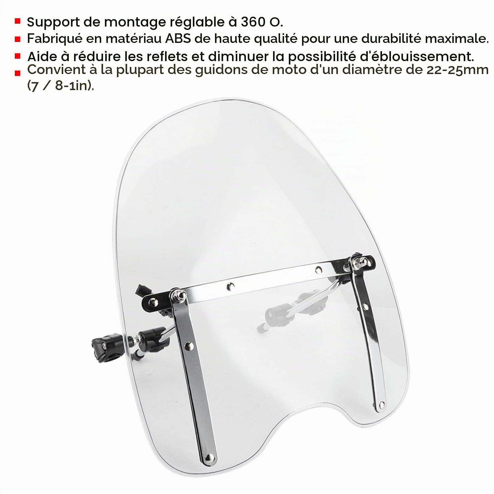 Accessoire d'Équitation, Déflecteur de Vent Professionnel Durable pour Moto, Pare-Brise pour Pièces de Rechange et Modification de Garniture (Transparent)
