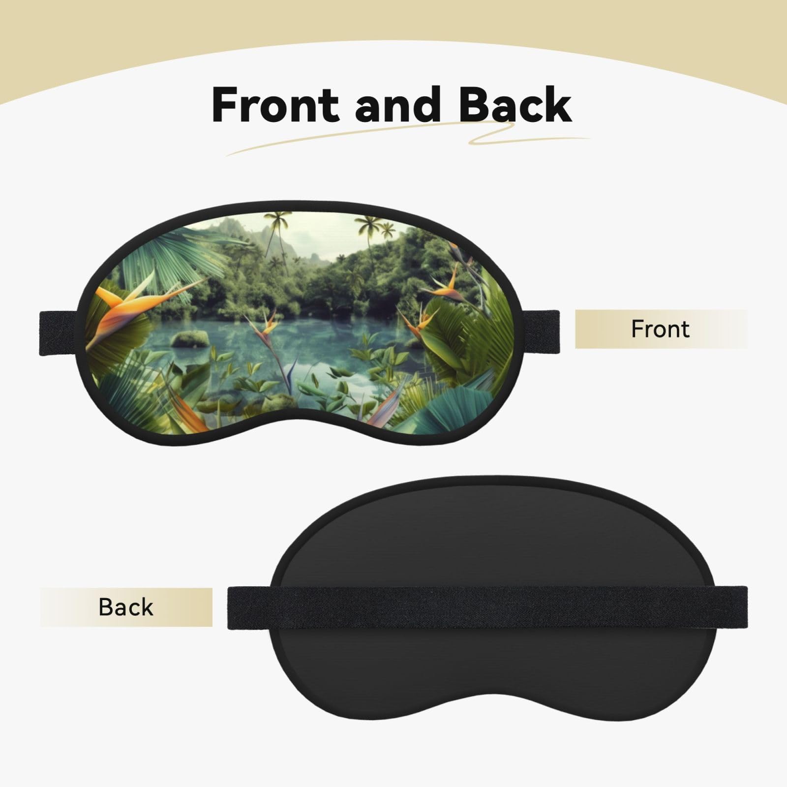 Sleep Mask for Side Sleeper Silk Sleeping Eye Masks with Elastic Strap Super Soft Eye Sleep Shade Cover Tropical Landscape Blackout Night Blindfold for Women Men Travel