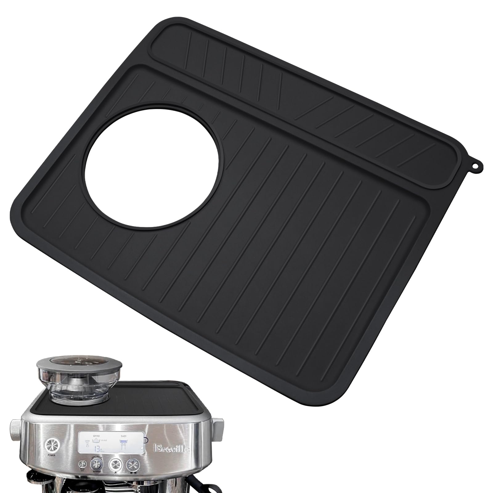 Coffee Mat for Breville 878/881, Espresso Tamper Mat, Food Grade Silicone Non-Slip, 11.42in x 9.53in, Waterproof Heat Resistant, Espresso Tamping