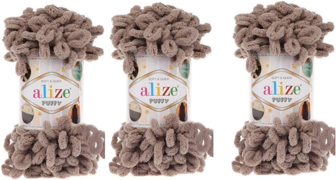 Alize Puffy Baby Blanket Yarn Lot of 3skn 300gr 30yds 100% Micropolyester Soft Yarn Hand Knitting Yarn Super Chunky Bulky Woven Worested Yarn (530)