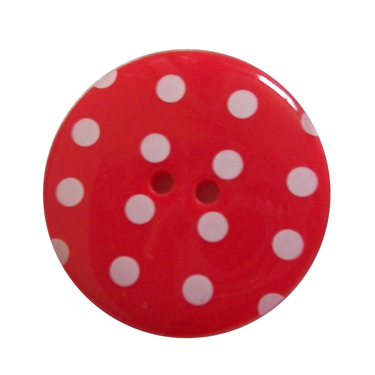 Round Plastic Polka Dot Spot 2 Hole Buttons Pack of 5 (15mm, Red with White)