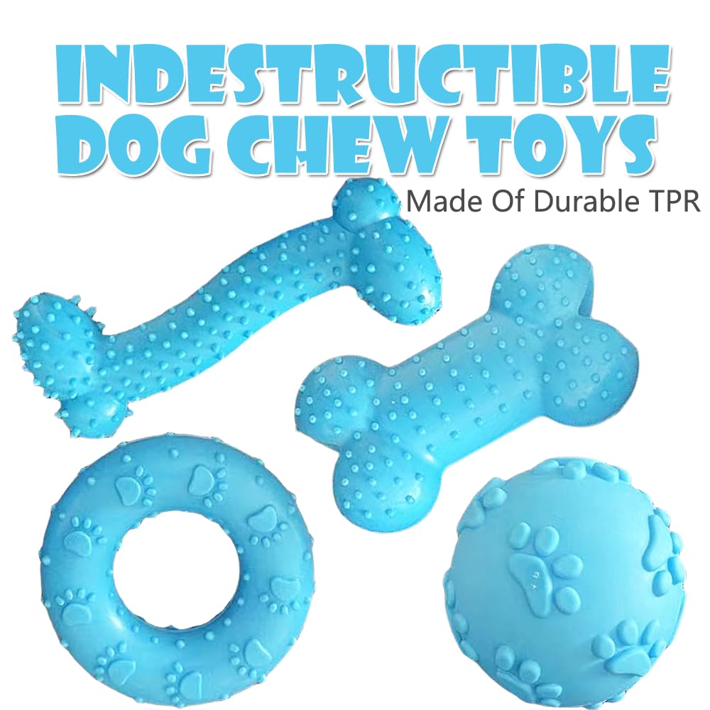 Speedy Panther 5Pcs Puppy Chew Toys for Teething Small Dogs - Squeaky Rubber Ball & Durable Cotton Rope Dental Toys - Image 4