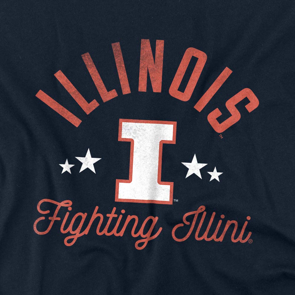 University of Illinois Official Fighting Illini Unisex Adult T-Shirt, Navy, Large