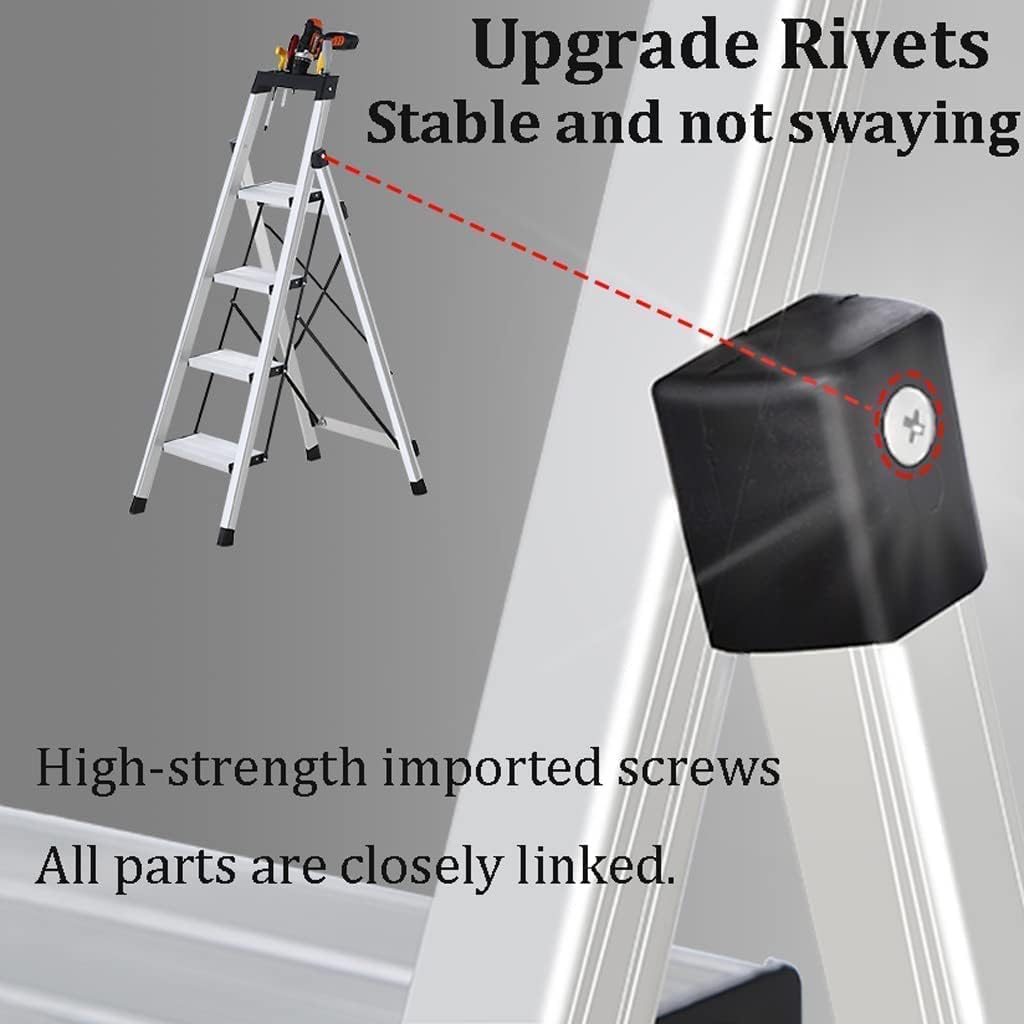 Step Ladder Aluminum Ladder with Tool Platform Folding Ladder Light Duty Step Ladders for Home and Outdoors 330lb Folding Ladder Telescopic Ladder(Size:4 Step Ladder)