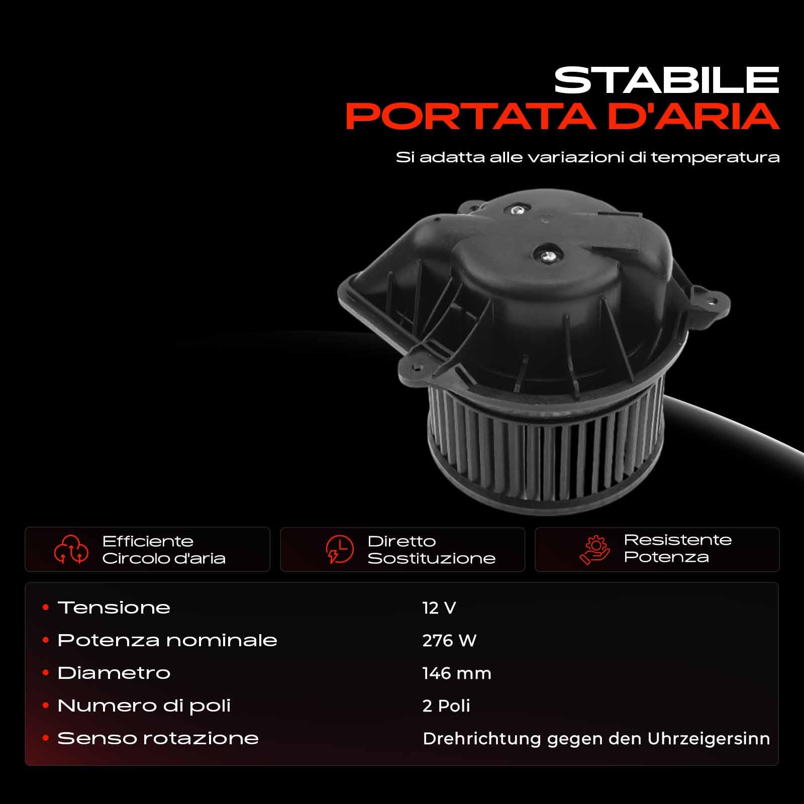 Frankberg Motore Ventilatore Ventilatore riscaldamento Compatibile con Daily IV Pianale/Telaio Daily III Furgone Daily V Furgone Daily III Pianale/Telaio Daily III Bus Replace# 4518300108