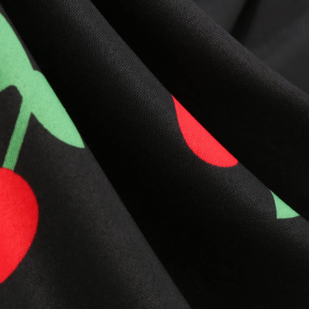 Women Cherry Print 50s 60s Vintage 1950s Cocktail Party Swing Dress Audrey Hepburn Rockabilly Prom Dress Wedding Formal Evening Gown Fit Fared A line Casual Tea Dress for Church/Work Black-Cherry S - Image 2