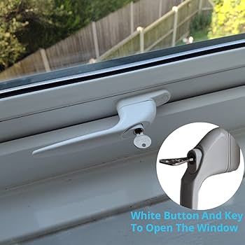 2PCS White Aluminum Key Lockable Window Handles Windows Balcony Door Handle With 4pcs Screws And 4pcs Keys Fits All Standard Windows And Balcony Doors 82919752