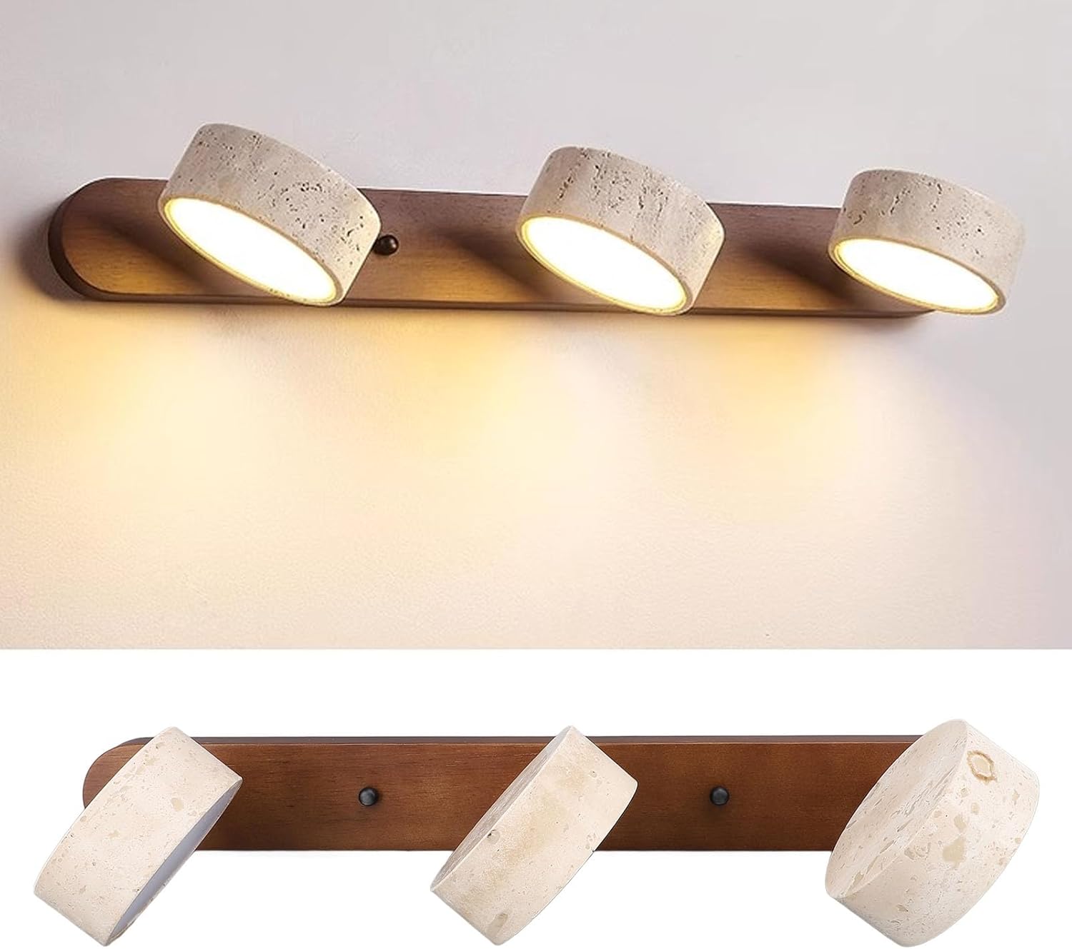 3バスルームの虚栄心、ソリッドウッドアイアンウォールスコンセ、ベッドルームキッチンリビングルームの頭と温かい白いイング、ヴィンテージ