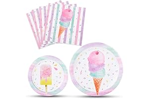 WERNNSAI Ice Cream Plates and Napkins