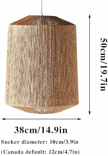 Miniatura 6 de Lámparas colgantes de viento silencioso hechas a mano, cuerda de cáñamo, luz vintage celing, mimbre país, ratán, iluminación para el hogar,