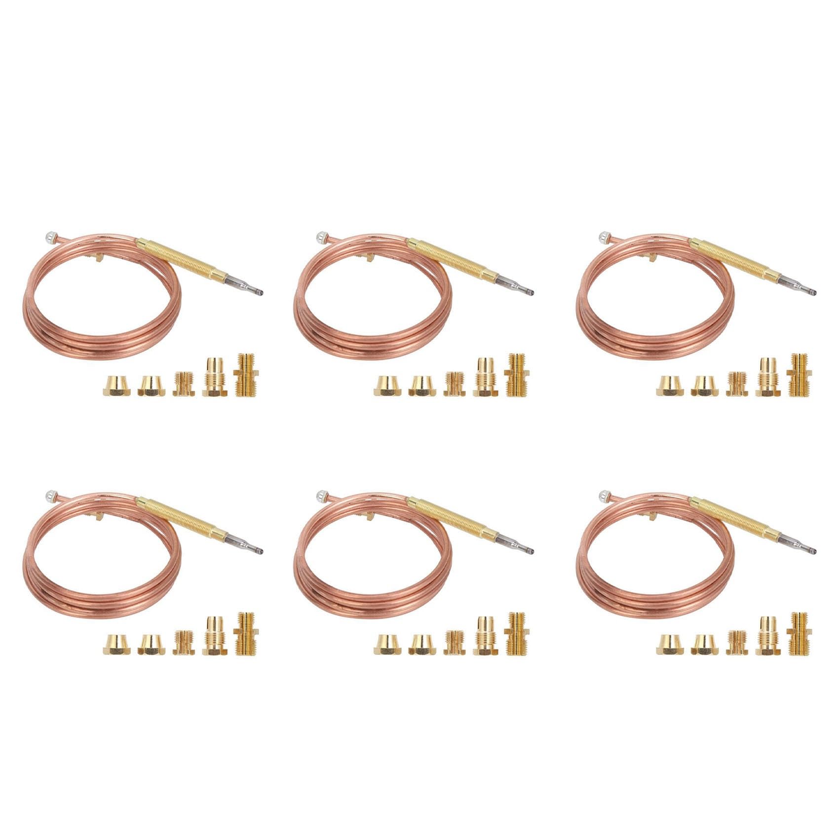 Jnchdghwa Golden 6X Universal Gas Stove Thermocouple With 30Pcs Nuts Heating Gas Burner Replacement Thermocouple Adaptor