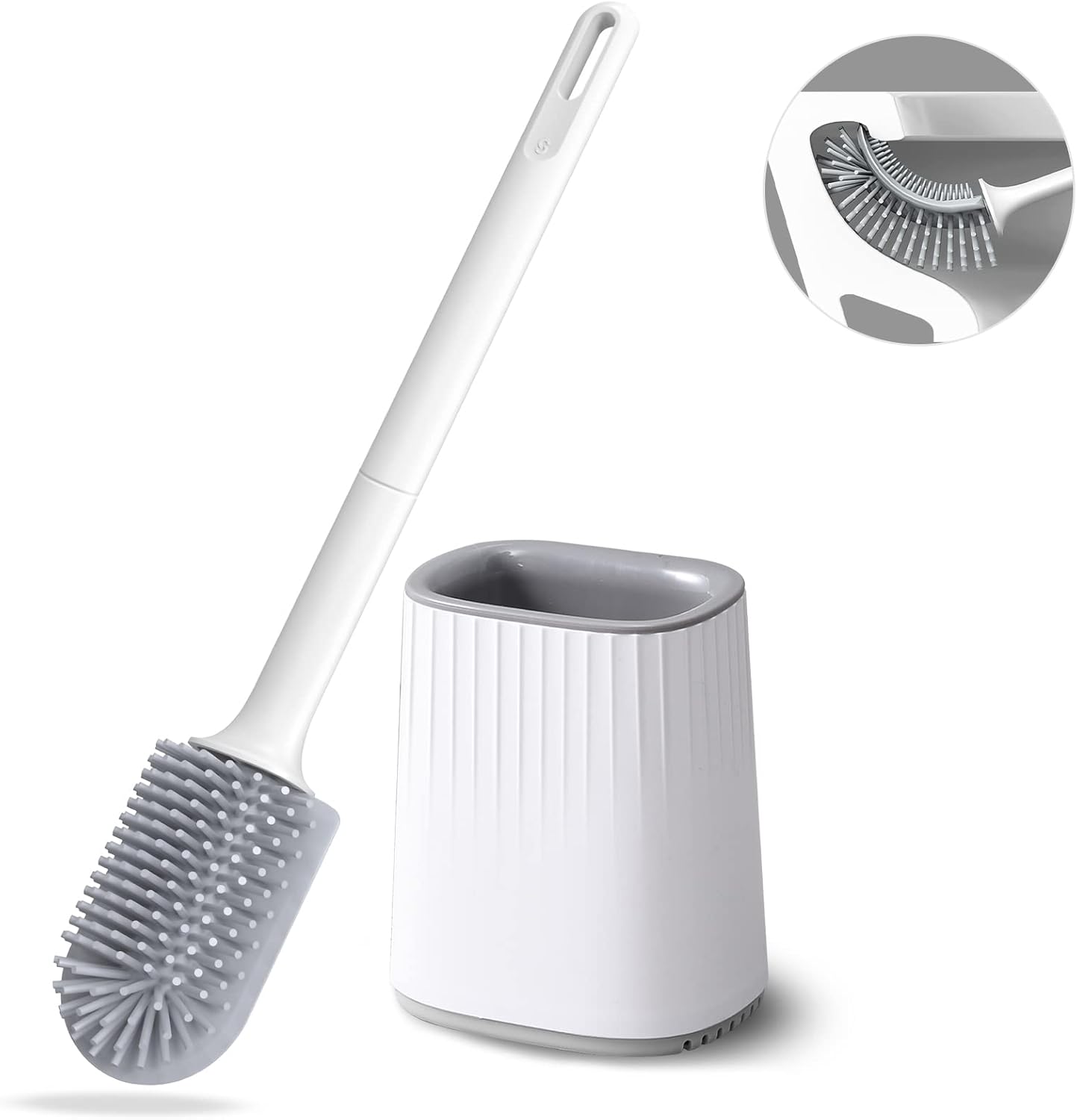 Canvint Toilet Brush, Silicone Toilet Brush with Holder Set, Dead ...