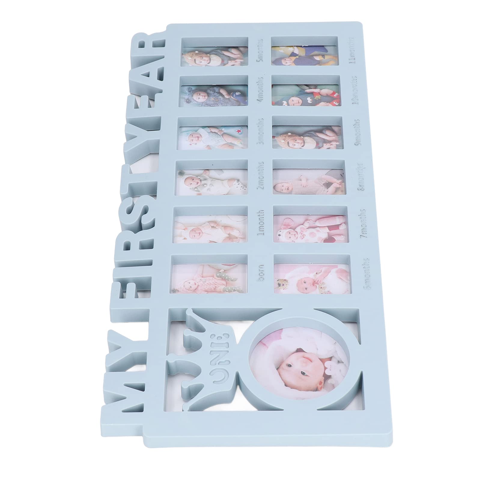 Newborn Photo Frame Kit, Polished Baby Photo Frame Set,Widely Used 12 Small Picture Frames Record Babys Monthly Growth for Gift Giving for Decoration (Blue)