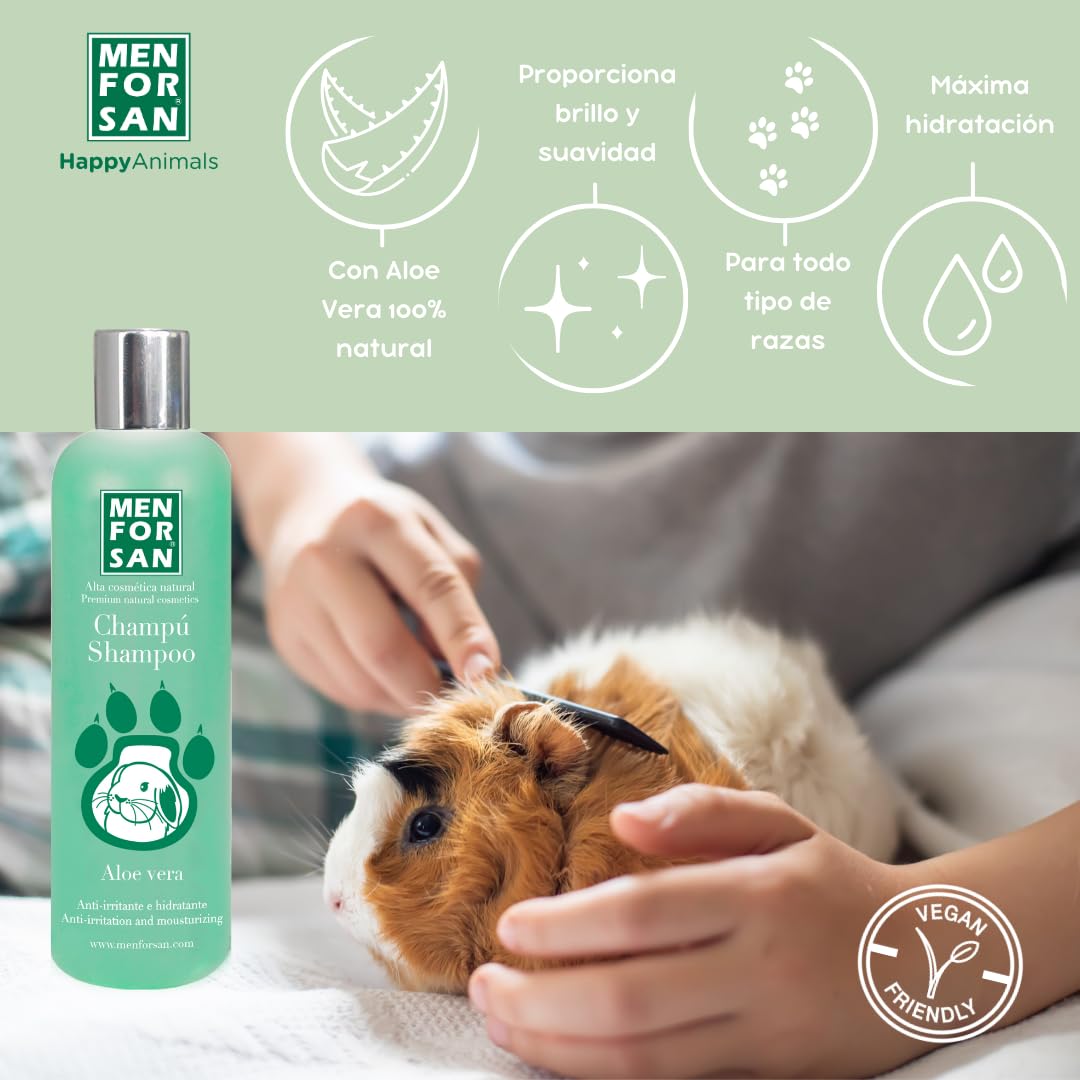 Menforsan Shampoo All'aloe Vera per Roditori, Conigli e Furetti 300 ml, per Pelli Sensibili e Irritate