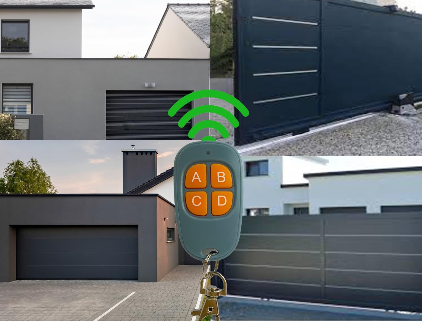 Universele afstandsbediening voor poort, 4 kanalen, 433,92 MHz, draadloos, kopiëren van vaste code en learning code, universele garagedeur afstandsbediening (1, oranje