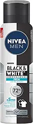 NIVEA MEN Desodorante Antitranspirante Aerossol Invisible Black & White Fresh 150ml - Proteção prolongada de 48h, cuidado suave, ação antibacteriana, fórmula 5 em 1: anti-manchas
