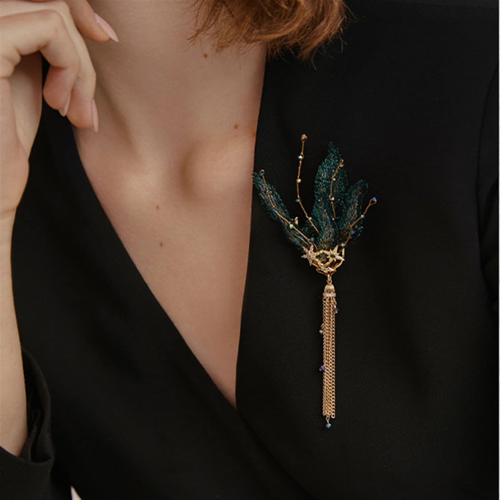 Damen-Brosche, Damenmode, Elegante Accessoires, Stickerei, Sternenhimmel, Zweig, Lange Quaste, Brosche, Luxus-Hochzeitsbankett-Brosche, Schmuck, Exquisite Broschen