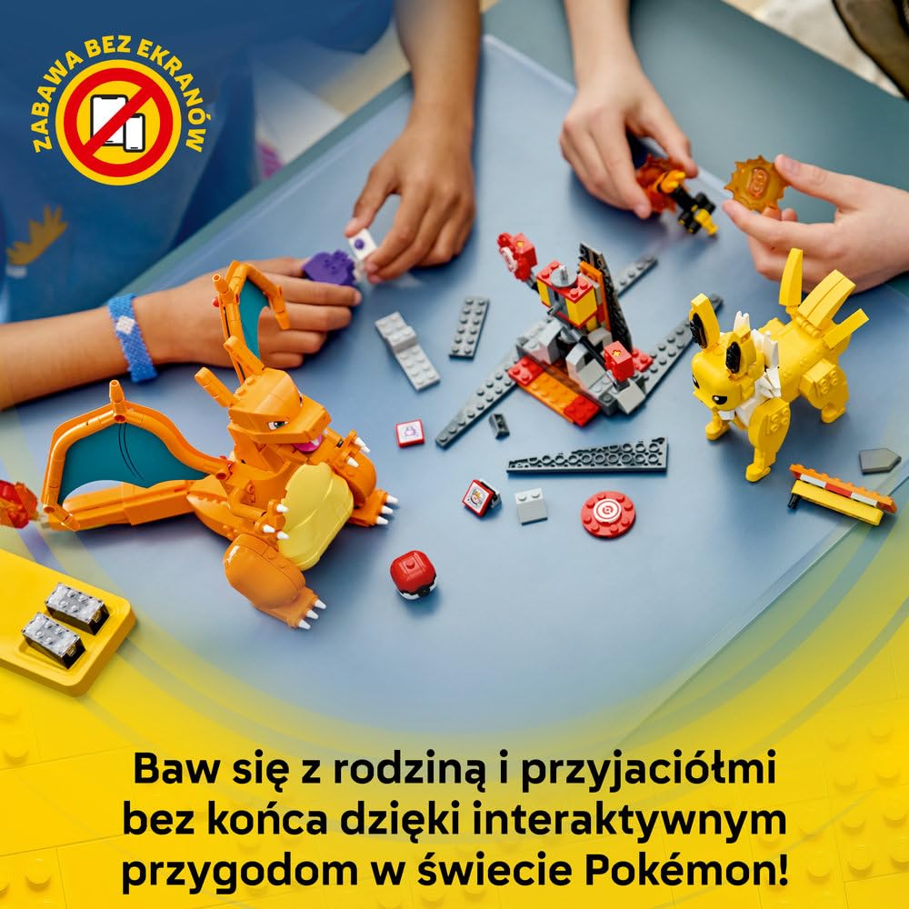 LEGO Pokémon SMART Play: Charizard kontra Jolteon — ostateczna bitwa 72167 | Interaktywna zabawka z Pokémonami, zestaw Wszystko w jednym, 2 SMART klocki, 4 Tagi i ładowarka, dla dzieci 8+, 751 elementów