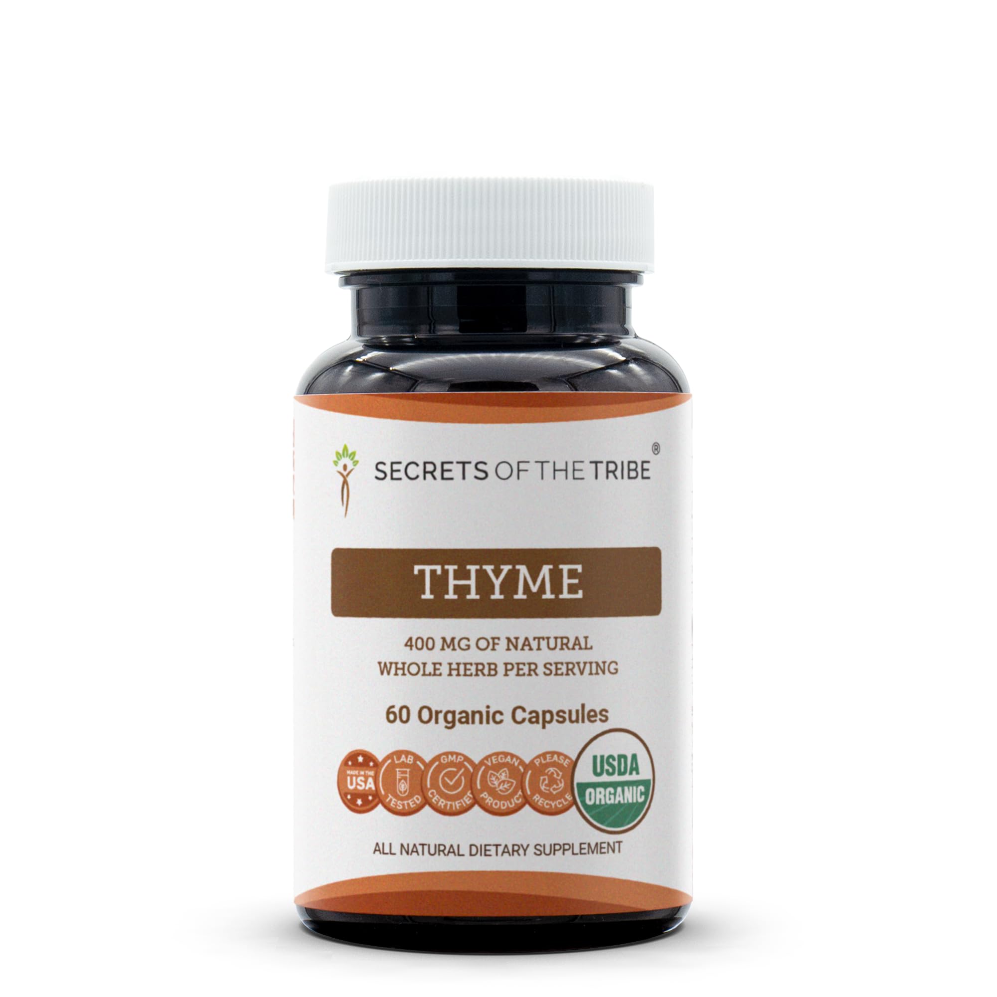 Thyme 60 Capsules, Made with Vegetable Capsules and USDA Organic Thymus Vulgaris Toni Effect (60 Capsules)