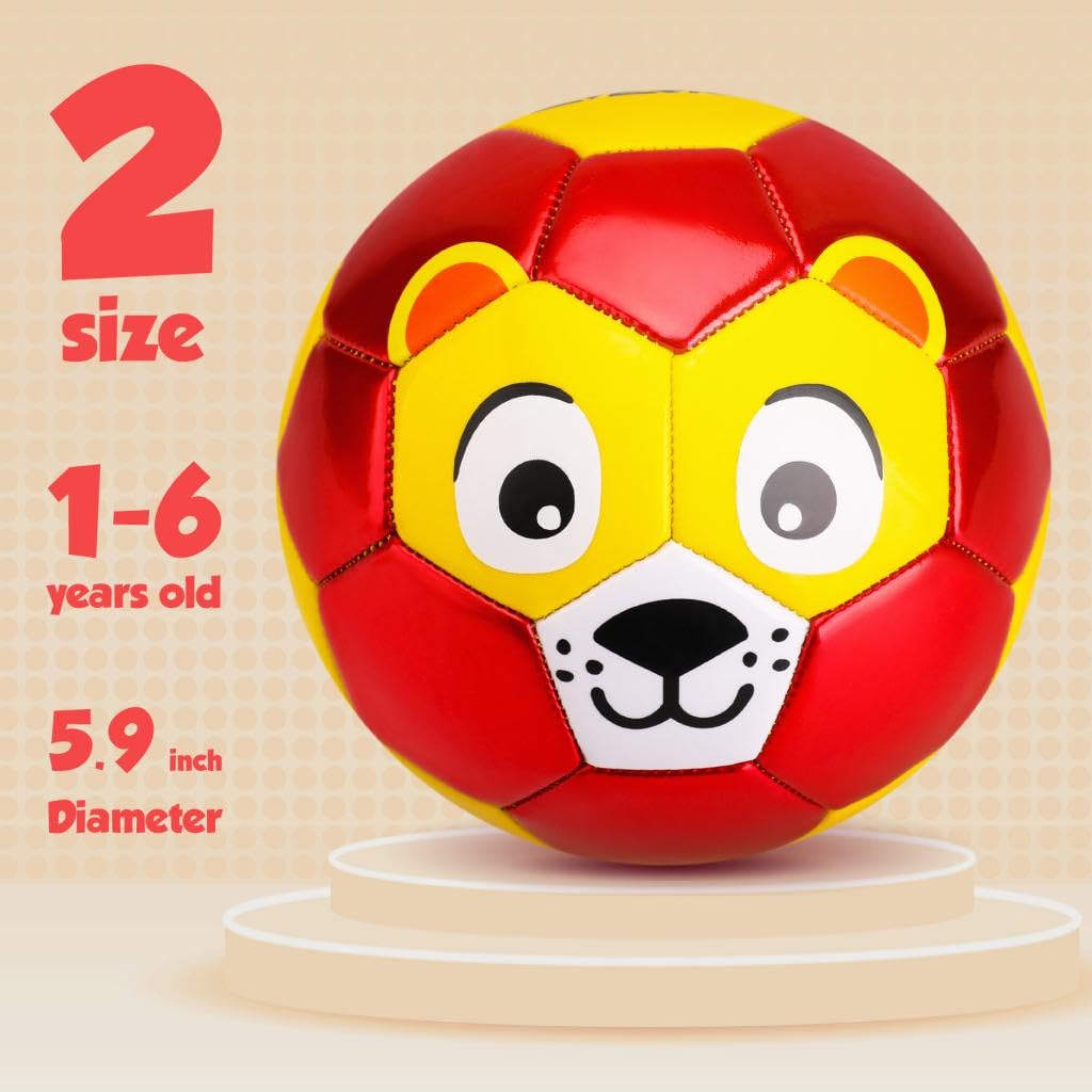 U&C Planet Pallone da calcio taglia 2 per bambini e bambini piccoli con pompa e rete – palla da giardino, regalo per ragazzi e ragazze (Leone)