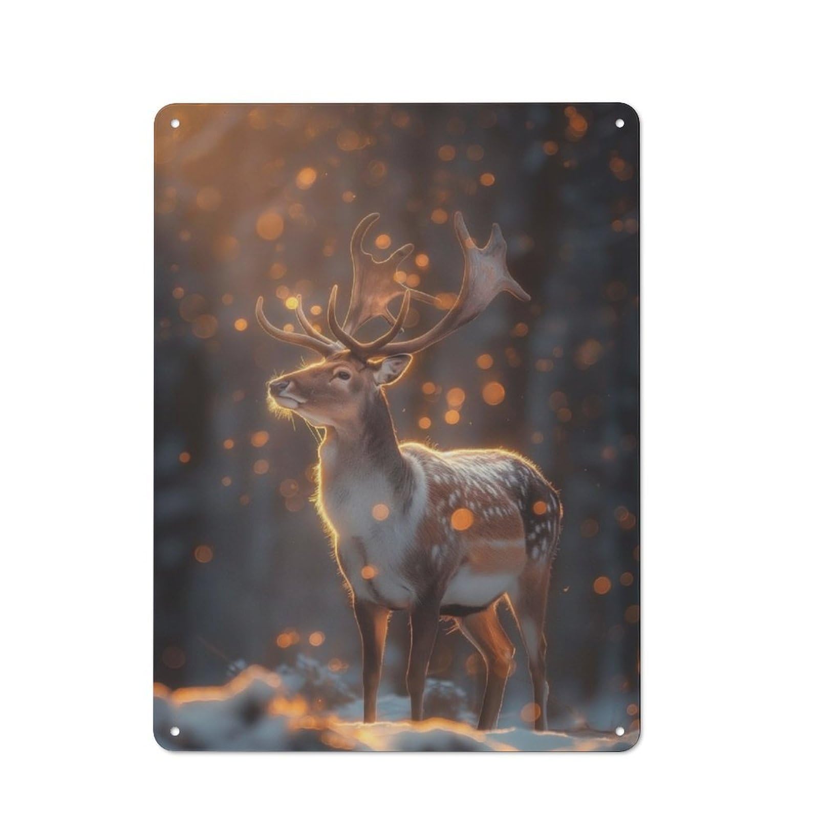 Junmoney Deer Wildlife Fairy Tale Retro Metal Sign With Design 40X30cm, Retro Old Style Wall Plaque For Kitchen, Hallway, Bar Or Small Cafe