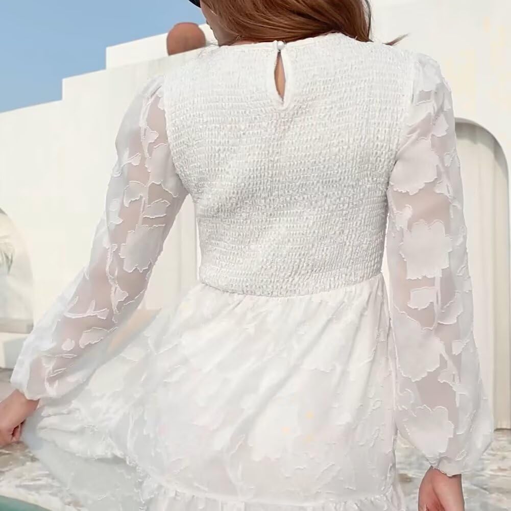 Women’s Long Sleeve Maxi Dress Floral Lace Lightweight Casual Everyday Dress - Image 3