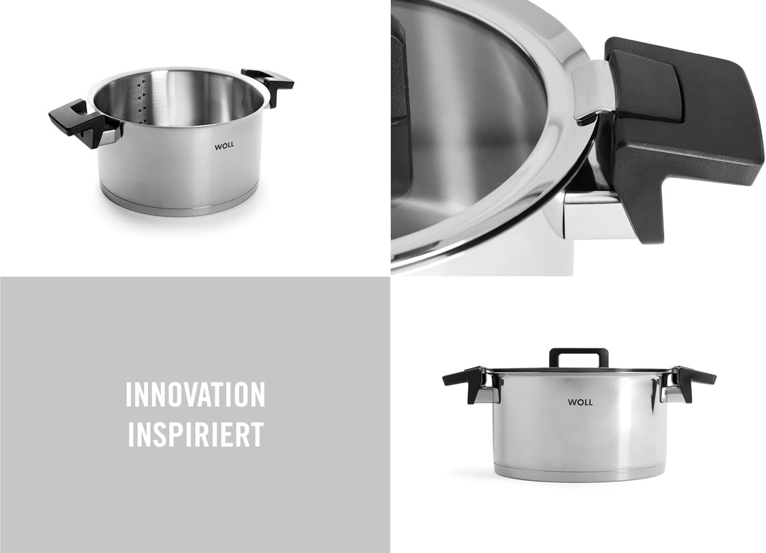 Woll Concept 124NC PaN Stainless Steel Suitable for Induction Cookers Diameter: 24 CM, Height: 13 CM / 5.8 L with Multifunktionsglasdeckel in Box