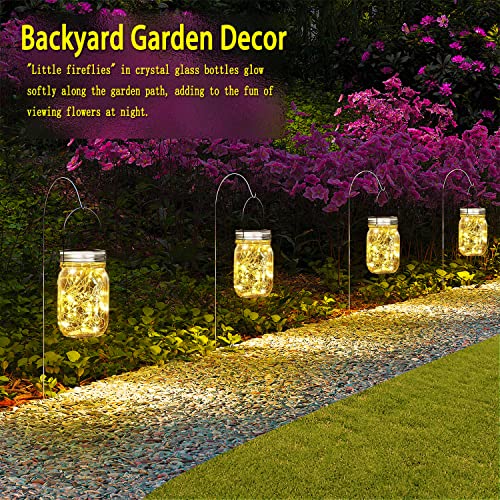 Cooo 12 Pack Crystal Glass Solar Lanterns Outdoor Waterproof 30Led Mason Jar Lights Solar Powered Garden Handmade Wall Lighting Fixtures(Just A Little More thumb #3