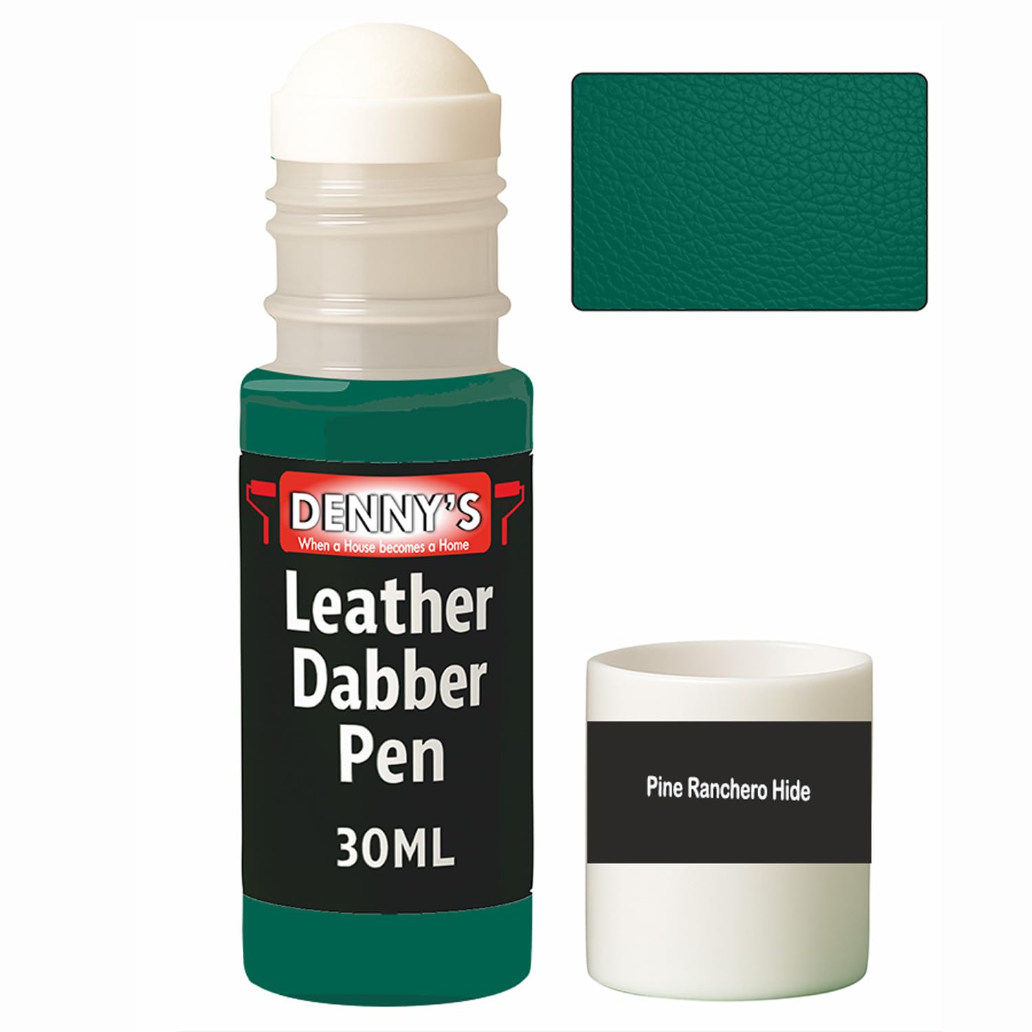 SCOOBYS PAINTS BACK IN THE MIX Leather Dabber Pen, 30ml, Leather Recolouring Paint Dye Balm Sofas, Repair Faded & Scratched Upholstery Car Seats, Shoes, bags, belts Green Shades (Pine Ranchero Hide)