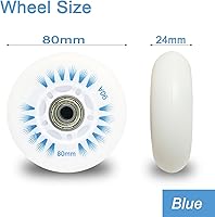 Vista 2 de Light up Inline Skate Wheels & Roller Blade Wheels 76mm/80mm with Bearings ABEC-9 for Indoor & Outdoor use 90A Luminescence Roller Blade Wheels