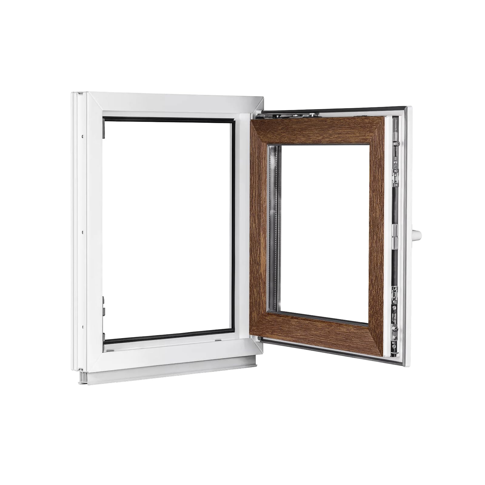 Framex Finestra per Seminterrato Interno Bianco/Esterno Rovere Dorato, Doppio Vetro, 80 x 110 cm DIN Destra, Finestra PVC Oscillobattente 800 x 1100 mm, Finestra per Garage.