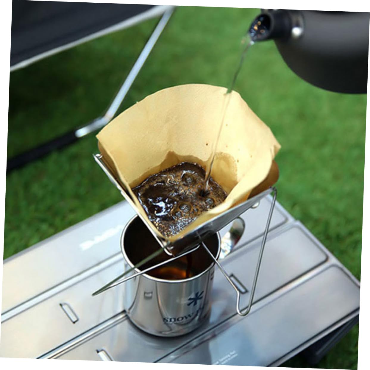 PartyKindom Stainless Drip Funnel Portable Foldable Filter for Home Camping Outdoor Use Compact Design for Coffee Enthusiasts