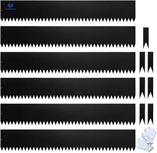 BLENNACY Galvanized Steel Landscape Edging 6-Pack 40"x6" Black - Bendable Hammer-In Garden Border w/ Gloves & Clips (20FT Total)