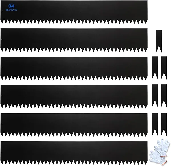 BLENNACY Metal Landscape Edging 6 Pack 40" L x 8" H,Galvanized Bendable Metal Garden Edging,Hammer- in Steel Landscape Edging with a Pair of Gloves and 7 Clips,Black (20 FT Total)