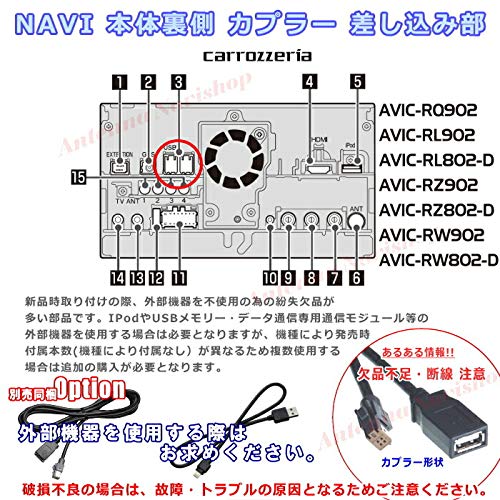 Amazon.co.jp: パイオニア カロッツェリア AVIC-RQ902 純正品 USB接続