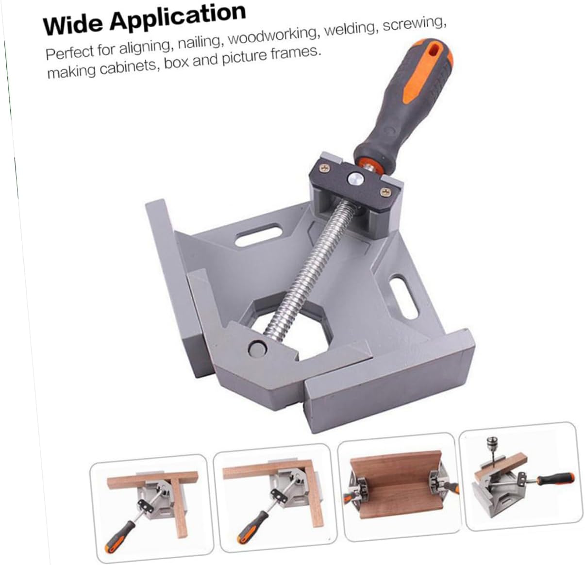 TEHAUX 1PC Multi Function Angle Clamp Single Handle Woodworking Tool for Framing Welding Drilling and Cabinet Making Grey